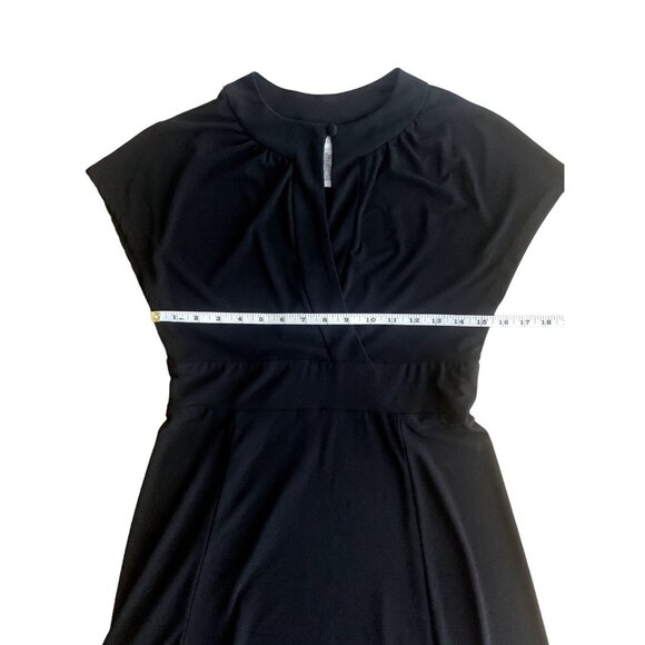 Dressbarn Womens Black Keyhole Short Sleeve Midi Dress Size 10 - Picture 8 of 12